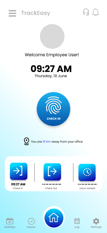 TrackEasy Mobile Application Employee Dashboard